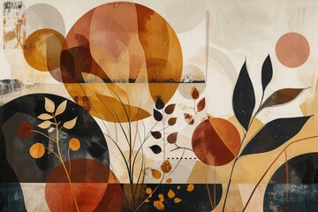A vibrant display of organic forms, merging art and nature through skillful brushstrokes and bold use of circular motifs