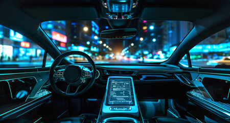 Autonomous self-driving smart car on the streets of the city powered by AI technology