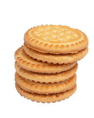 Tasty sandwich cookie with cream isolated on white