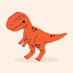 Cute cartoon dinosaur, dino, tyrannosaurus rex. Simple vector illustration isolated on white background. Baby print.