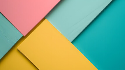 Soft pastel blue green yellow pink colors light flat solid geometric abstract background wallpaper - obrazy, fototapety, plakaty
