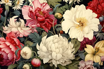 Abwaschbare Fototapete Vintage Floral Bouquet: A Romantic Rose Garden on a Classic Retro Watercolor Background © VICHIZH