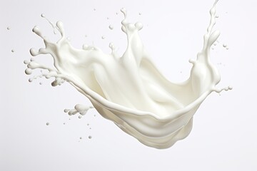 Photo of milk splash on white background