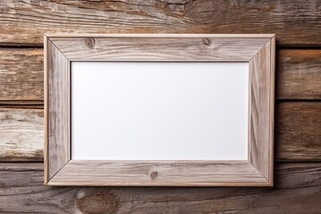 Decorated photo frame on wooden background