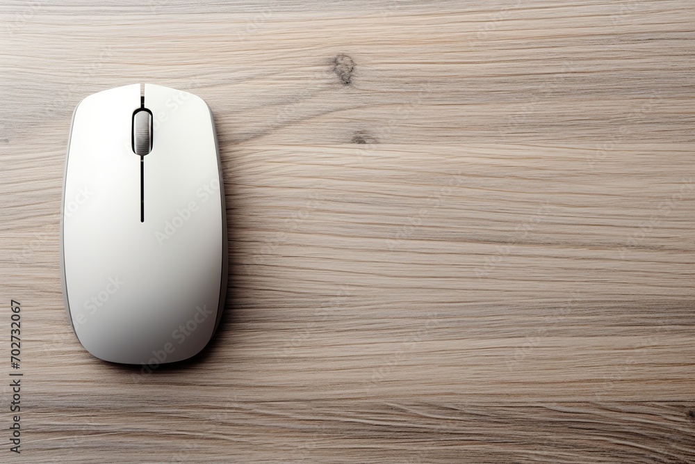 Wall mural modern computer mouse on wooden background