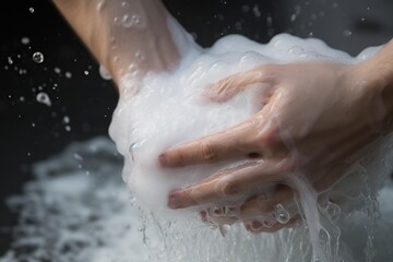 Fototapeta premium Man washing his hands under the water tap