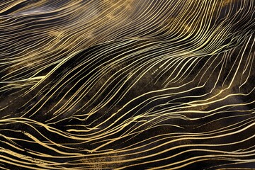 Gold Technological Lines on a Black Background