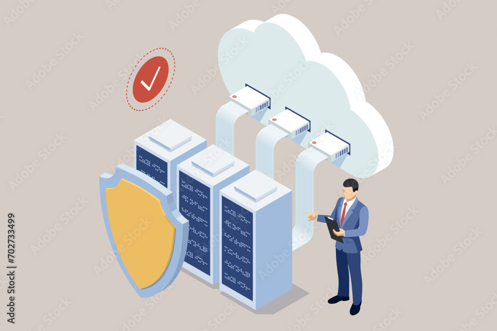 Poster isometric secure cloud storage, data storage and password protection