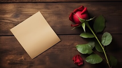 A love letter with a rose lying on a vintage envelope , love letter, rose, vintage envelope - obrazy, fototapety, plakaty