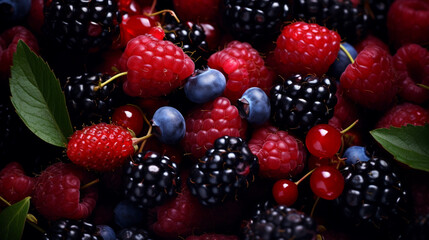Background with Scattered Mixed Berries