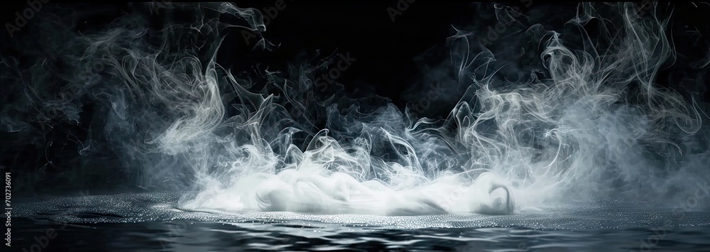 Poster abstract background with delicate swirls and translucent fog. enchanting vapor. beautiful black and 