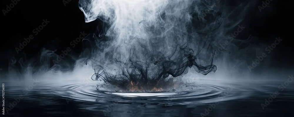 Poster abstract background with delicate swirls and translucent fog. enchanting vapor. beautiful black and 