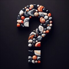 Question shape made of marble pebbles. AI generated illustration