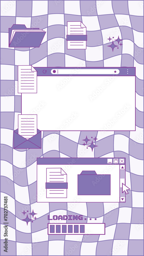 Poster templates for designing stories on social networks in y2k style. retro pc elements, user interface. 
