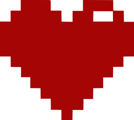 Obraz premium Heart silhouette pixel style vector illustration. Pixel heart Love symbol hand drawing stylized design element