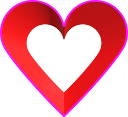 3D-Rahmen in Herzform, transparenter Innenfläche und Hintergrund - rotes Herz mit rosa Umrandung, als Überlagerung, Overlay und anderweitigen Gestaltungsmöglichkeiten