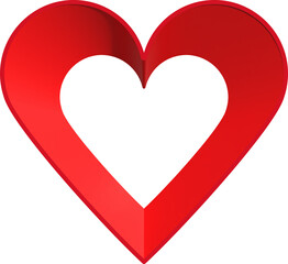 3D-Rahmen in Herzform, transparenter Innenfläche und Hintergrund - rotes Herz mit roter Umrandung, als Überlagerung, Overlay und anderweitigen Gestaltungsmöglichkeiten