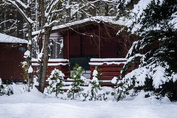 WINTER ATTACK - Summer house in a snow covered forest recreation center
