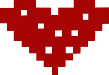 Heart silhouette pixel style vector illustration. Pixel heart Love symbol hand drawing stylized design element