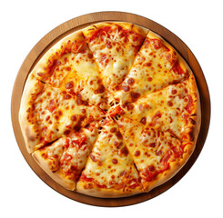 Pizza Four Cheese On Wooden Plate. Quality Closeup Top View. Ai Generative