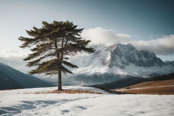 A family sits under trees with big bay and mountains in background