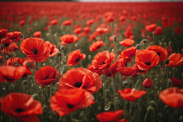 Poppy field, Remembrance day, Memorial Anzac day banner. Remember for Anzac, Historic war memory.