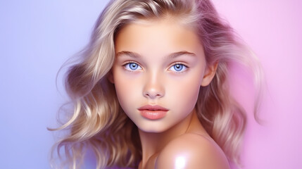 cute innocent girl with blue eyes and blond hair 
