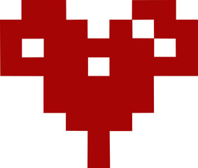 Heart silhouette pixel style vector illustration. Pixel heart Love symbol hand drawing stylized design element