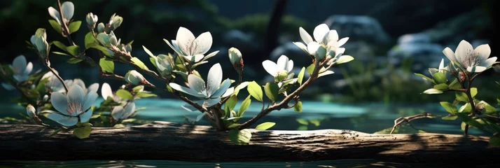 Zelfklevend Fotobehang Blooming magnolia. Large and beautiful flowers adorn the tree in spring and delight the eye. © Landscape Planet