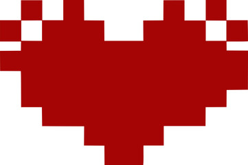 Heart silhouette pixel style vector illustration. Pixel heart Love symbol hand drawing stylized design element