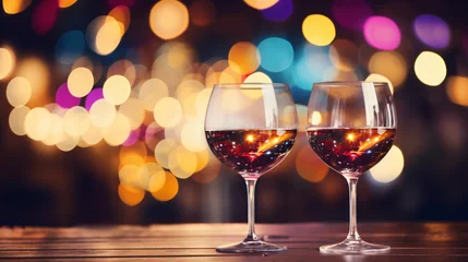 Foto op Plexiglas Two glasses of wine on a table © Asad