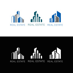 Fototapeta premium REAL ESTATE BUILDING LOGO VECTOR, Real Estate Logo Design Template Vector Graphic Branding Element.