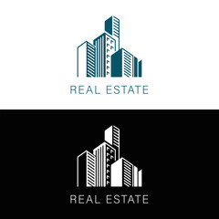 Fototapeta premium REAL ESTATE BUILDING LOGO VECTOR, Real Estate Logo Design Template Vector Graphic Branding Element.