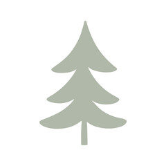 Schematic illustration of green Christmas tree, minimalistic design, isolated on white background.