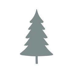 Minimalistic vector silhouette of a Christmas tree in green tones, perfect for holiday and nature design.