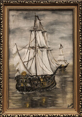 Original artistic ship  oil paintings
