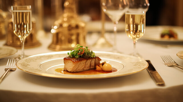 Exquisite main course meal at a luxury restaurant, wedding food catering and English cuisine