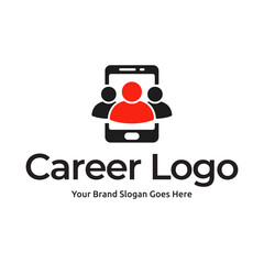 Job logo finder design template. Creative concept of digital find job vector illustration.