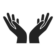 Black hand icon with palm up isolated on white background vector illustration