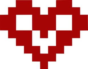 Obraz premium Heart silhouette pixel style vector illustration. Pixel heart Love symbol hand drawing stylized design element