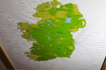 Dublin, Ireland - January 3rd 2024: A photo of the map of Ireland framed on the wall. 