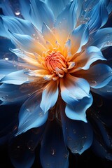 blue flower dahlia isolated on a black background. Close-up. Flower on a stem. Nature. - obrazy, fototapety, plakaty
