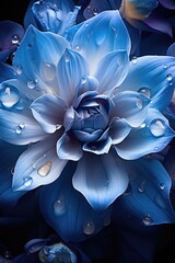 blue flower dahlia isolated on a black background. Close-up. Flower on a stem. Nature. - obrazy, fototapety, plakaty
