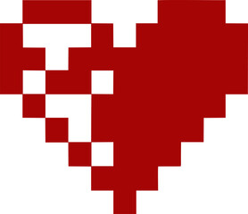 Heart silhouette pixel style vector illustration. Pixel heart Love symbol hand drawing stylized design element