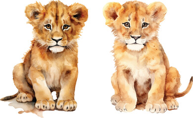 watercolor of cute lion