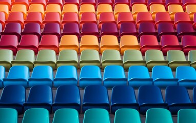 Colorful plastic seats in a stadium