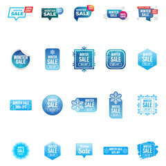 Winter sale set template sale tag discount symbol