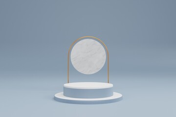 Luxury round wood platforms, white background interior in clean and bright with shadow background,  cosmetic product