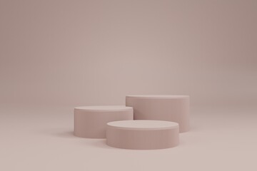 Luxury round wood platforms, white background interior in clean and bright with shadow background,  cosmetic product