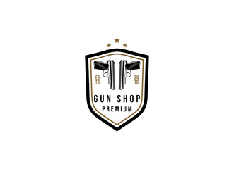 Classic vintage style gun shop logo. Shooting club logo design